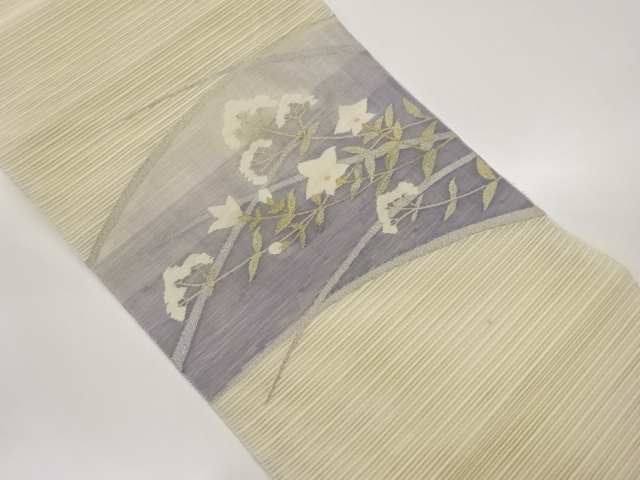 JAPANESE NAGOYA OBI FOR SUMMER / WOVEN BALLOON FLOWER